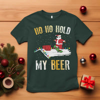Christmas Beer T Shirt Funny Santa Ho Ho Hold My Beer Skateboard Roof - Wonder Print Shop