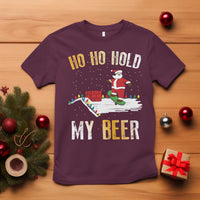 Christmas Beer T Shirt Funny Santa Ho Ho Hold My Beer Skateboard Roof - Wonder Print Shop