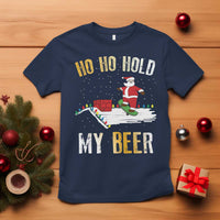 Christmas Beer T Shirt Funny Santa Ho Ho Hold My Beer Skateboard Roof - Wonder Print Shop
