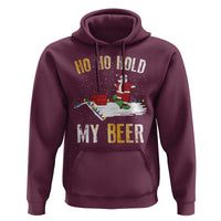 Christmas Beer Hoodie Funny Santa Ho Ho Hold My Beer Skateboard Roof