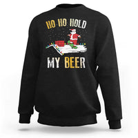 Christmas Beer Sweatshirt Funny Santa Ho Ho Hold My Beer Skateboard Roof - Wonder Print Shop