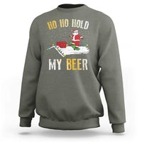 Christmas Beer Sweatshirt Funny Santa Ho Ho Hold My Beer Skateboard Roof - Wonder Print Shop
