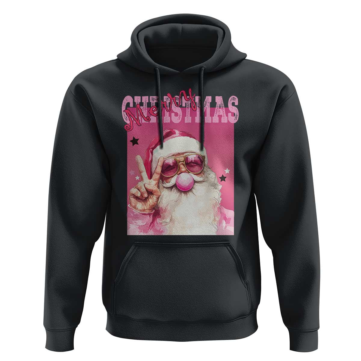 Pink Santa Retro Christmas Hoodie Blowing Bubble Pink Xmas Matching Family Group Party
