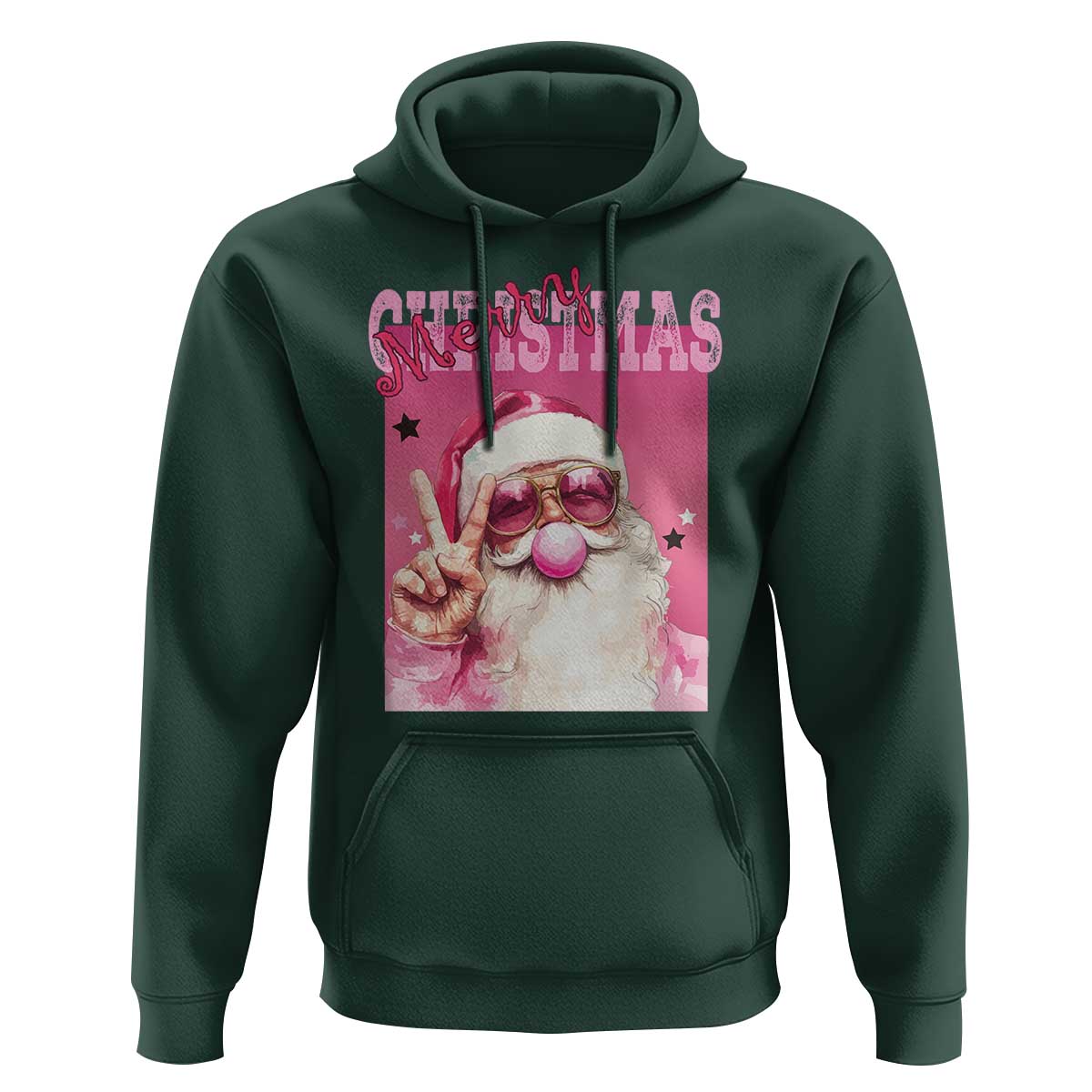 Pink Santa Retro Christmas Hoodie Blowing Bubble Pink Xmas Matching Family Group Party