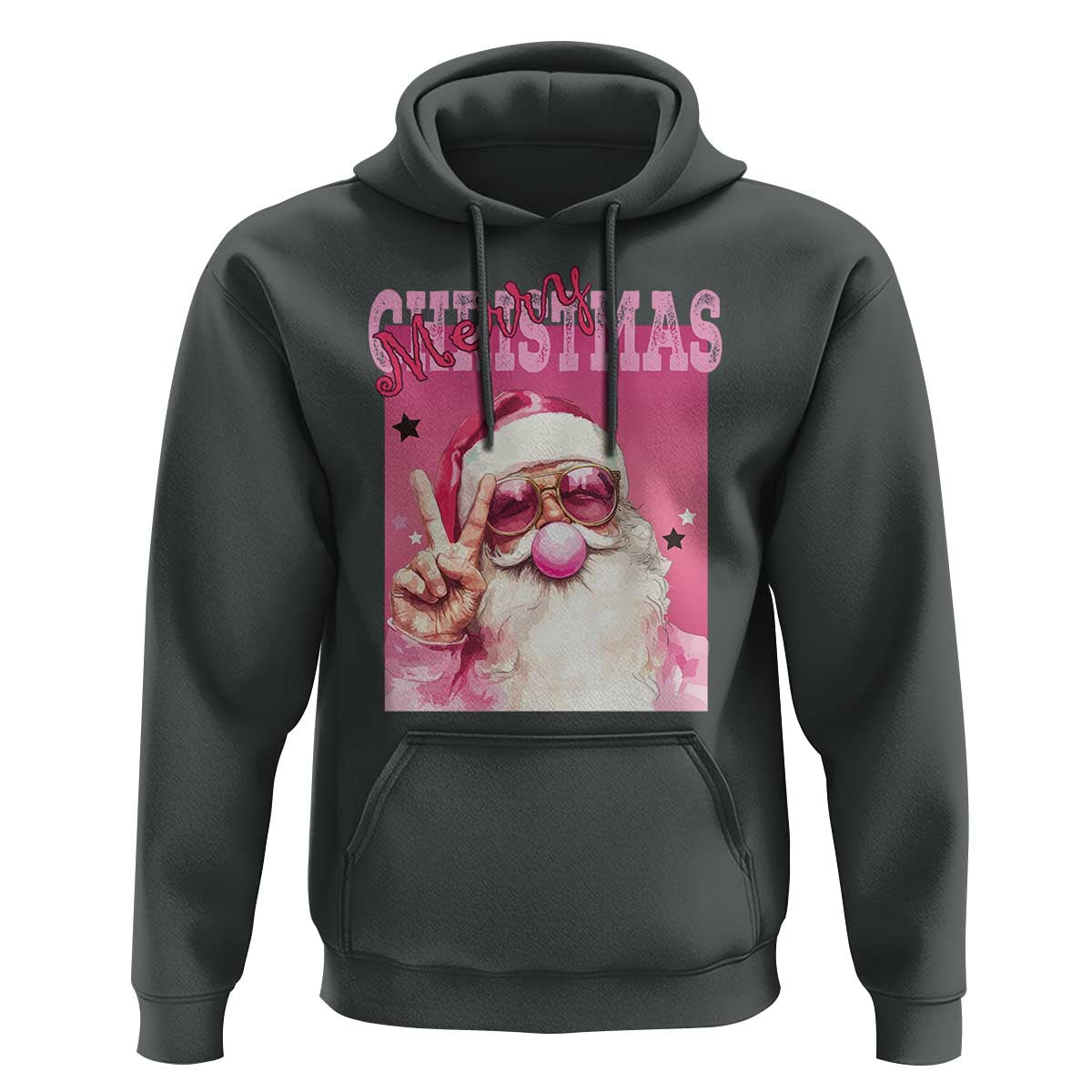 Pink Santa Retro Christmas Hoodie Blowing Bubble Pink Xmas Matching Family Group Party