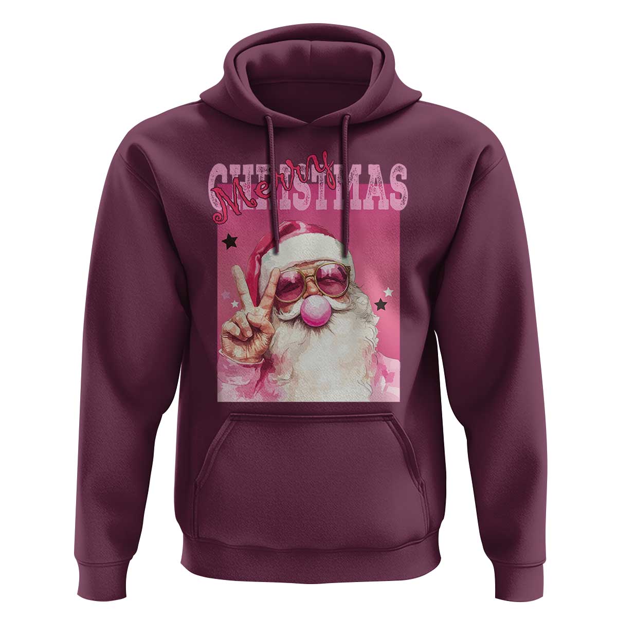 Pink Santa Retro Christmas Hoodie Blowing Bubble Pink Xmas Matching Family Group Party