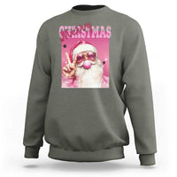 Pink Santa Retro Christmas Sweatshirt Blowing Bubble Pink Xmas Matching Family Group Party - Wonder Print Shop