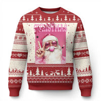 Pink Santa Retro Christmas Ugly Christmas Sweater Blowing Bubble Pink Xmas Matching Family Group Party - Wonder Print Shop