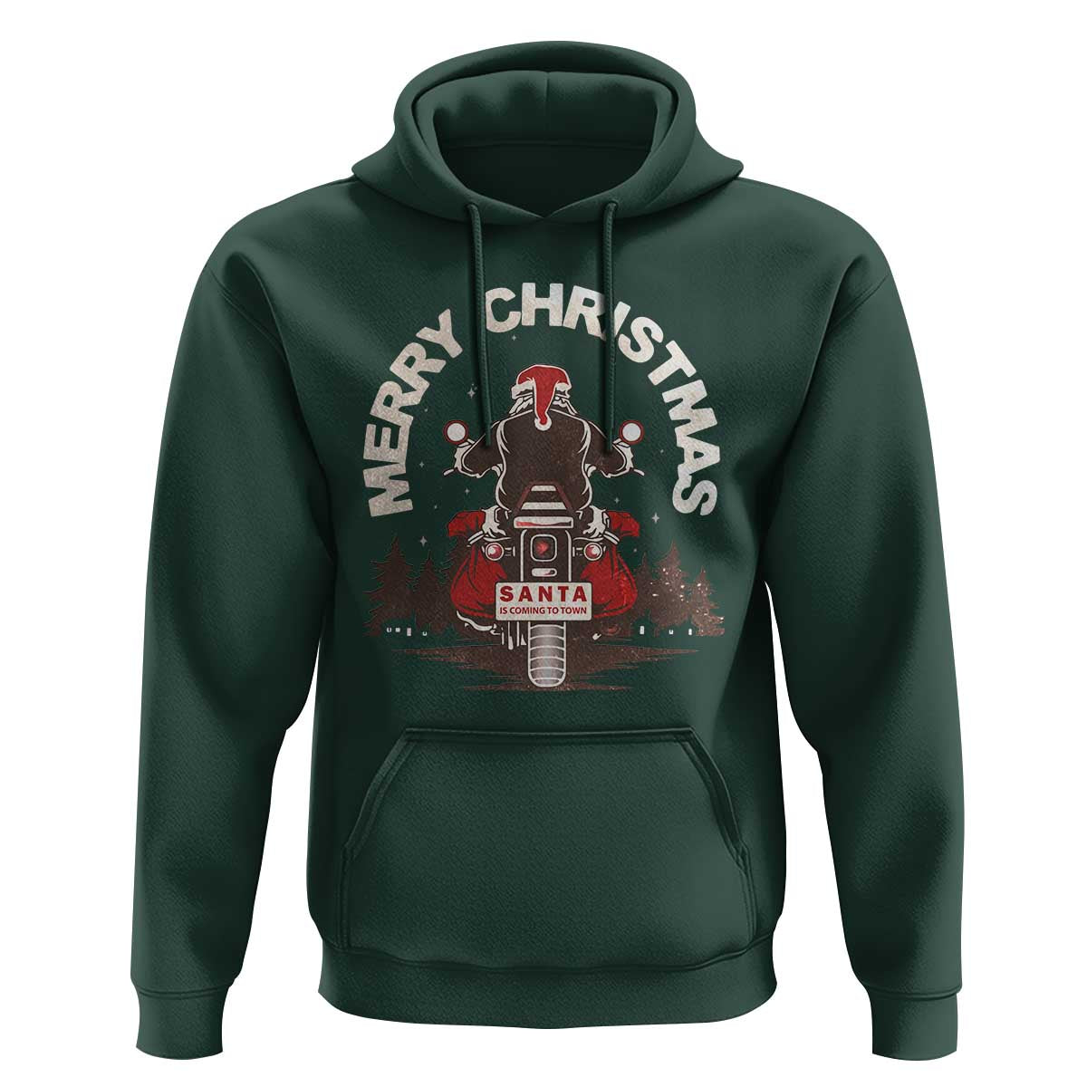 Motorcycle Christmas Hoodie Santa Riding to Town Merry Xmas