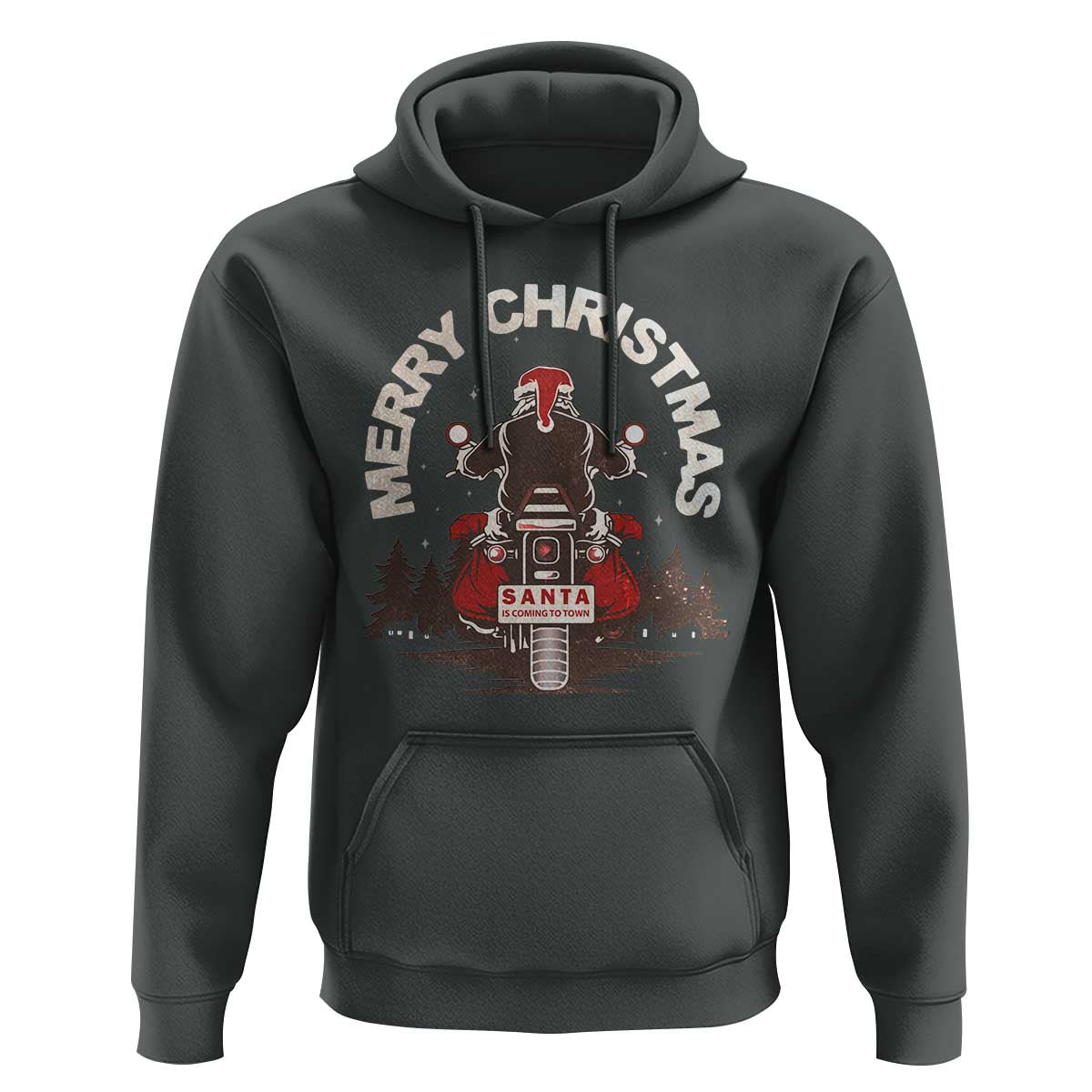 Motorcycle Christmas Hoodie Santa Riding to Town Merry Xmas