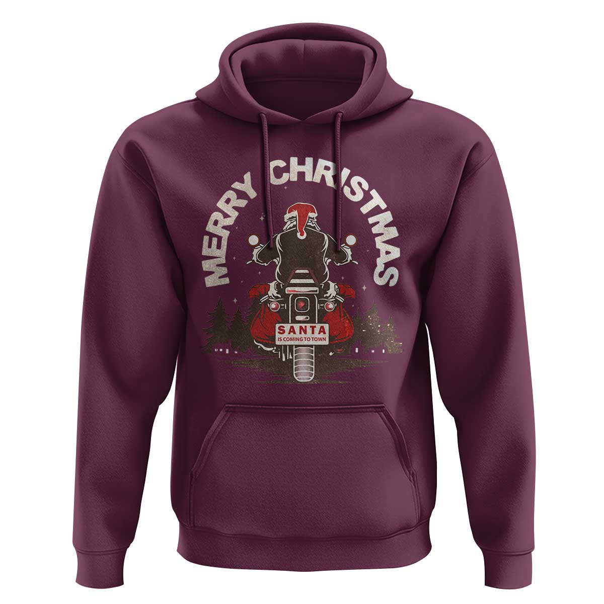 Motorcycle Christmas Hoodie Santa Riding to Town Merry Xmas