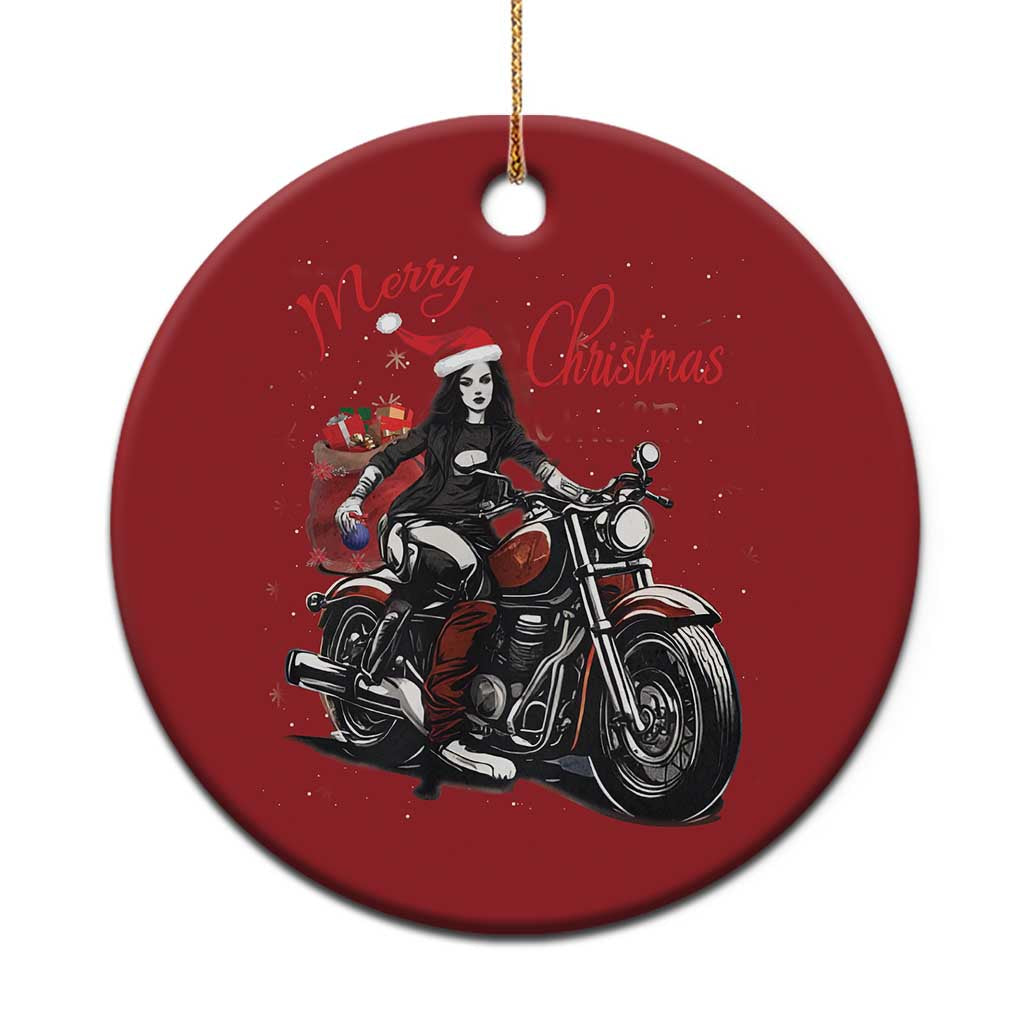 Girl Motorcycle Santa Christmas Ornament Lady Biker Merry Christmas - Wonder Print Shop