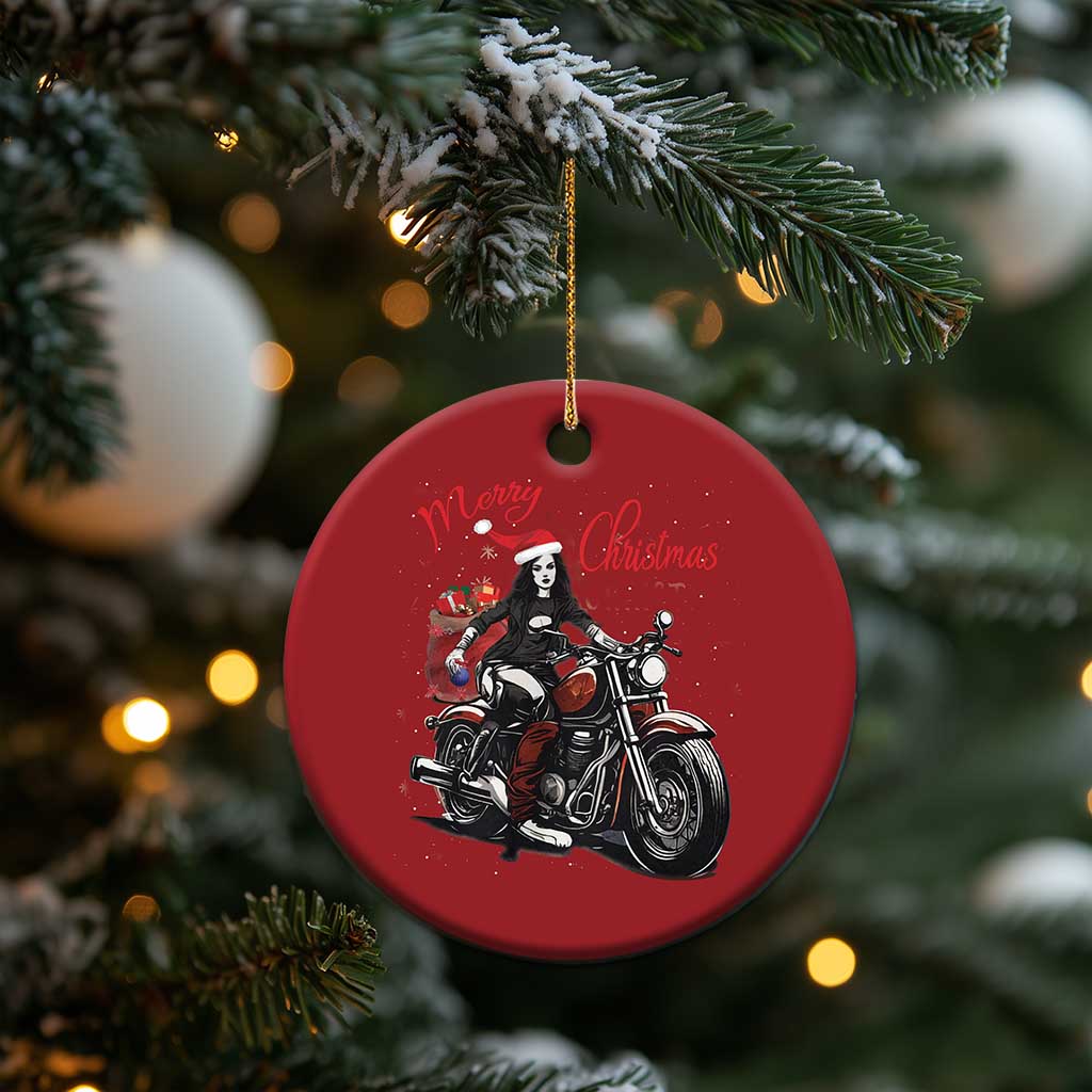 Girl Motorcycle Santa Christmas Ornament Lady Biker Merry Christmas - Wonder Print Shop