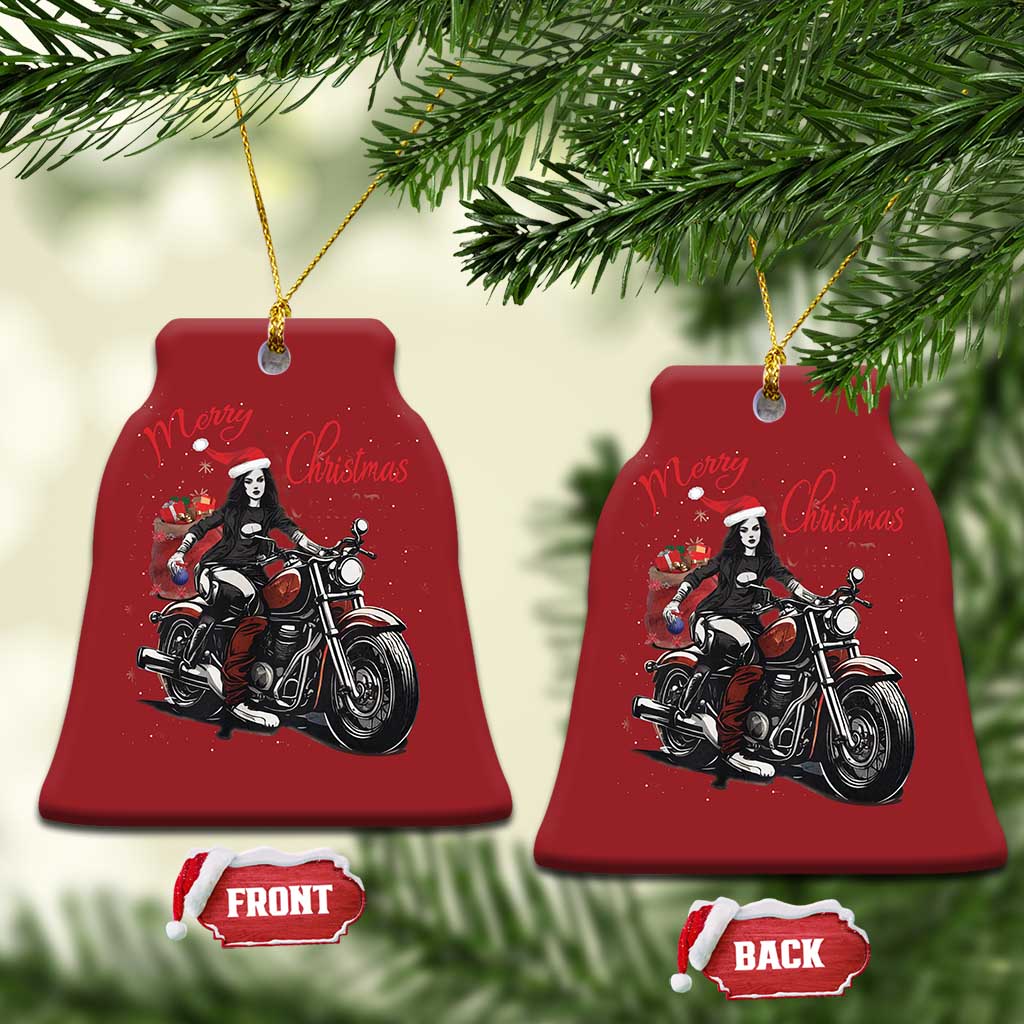 Girl Motorcycle Santa Christmas Ornament Lady Biker Merry Christmas - Wonder Print Shop