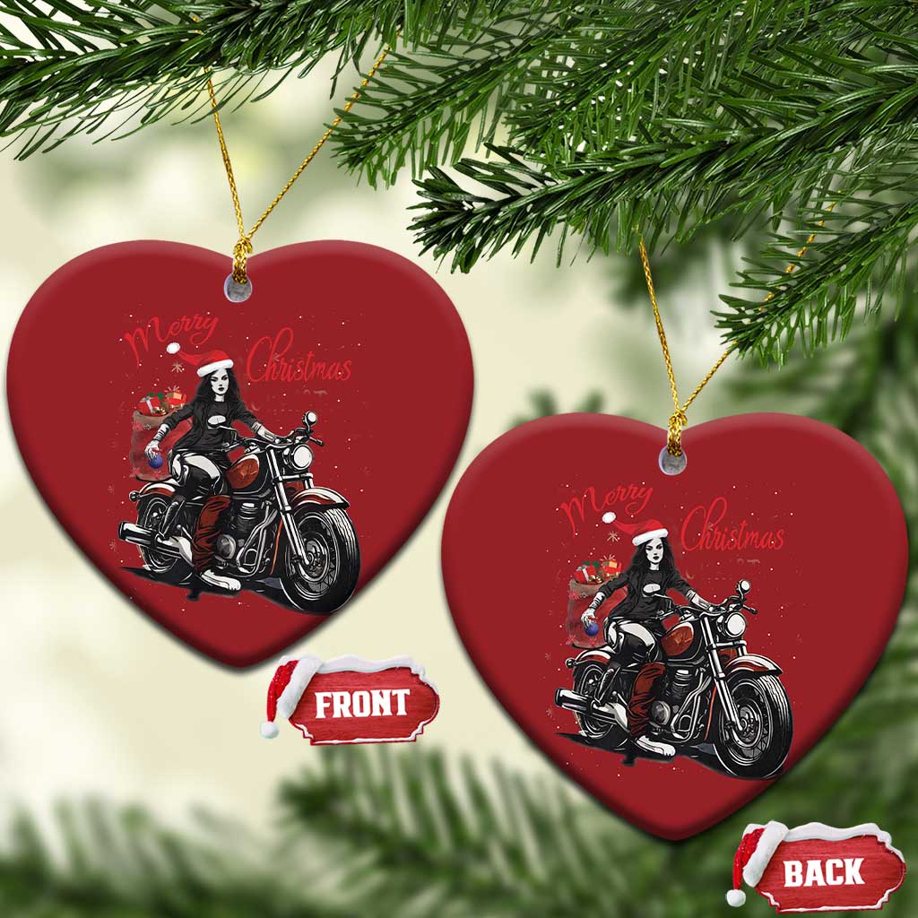 Girl Motorcycle Santa Christmas Ornament Lady Biker Merry Christmas - Wonder Print Shop
