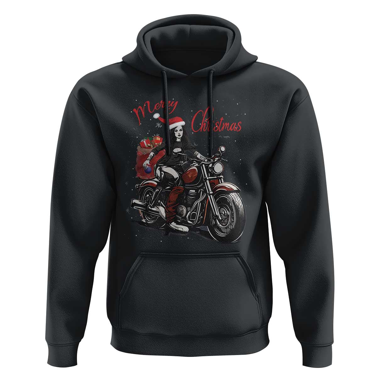 Girl Motorcycle Santa Hoodie Lady Biker Merry Christmas