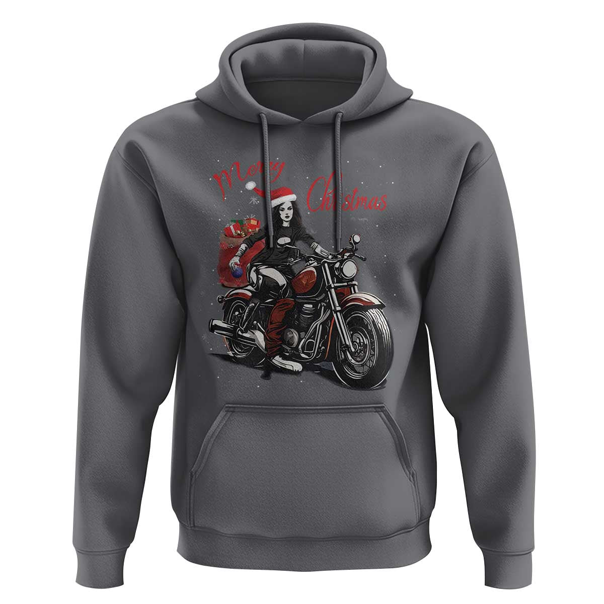 Girl Motorcycle Santa Hoodie Lady Biker Merry Christmas