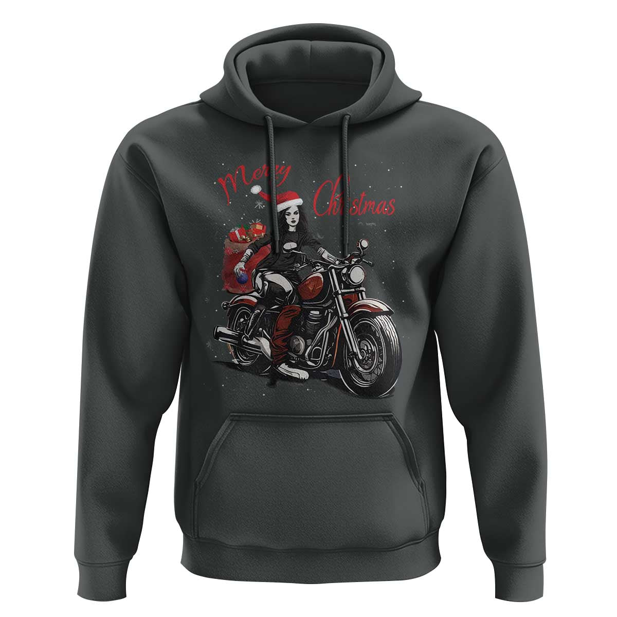 Girl Motorcycle Santa Hoodie Lady Biker Merry Christmas