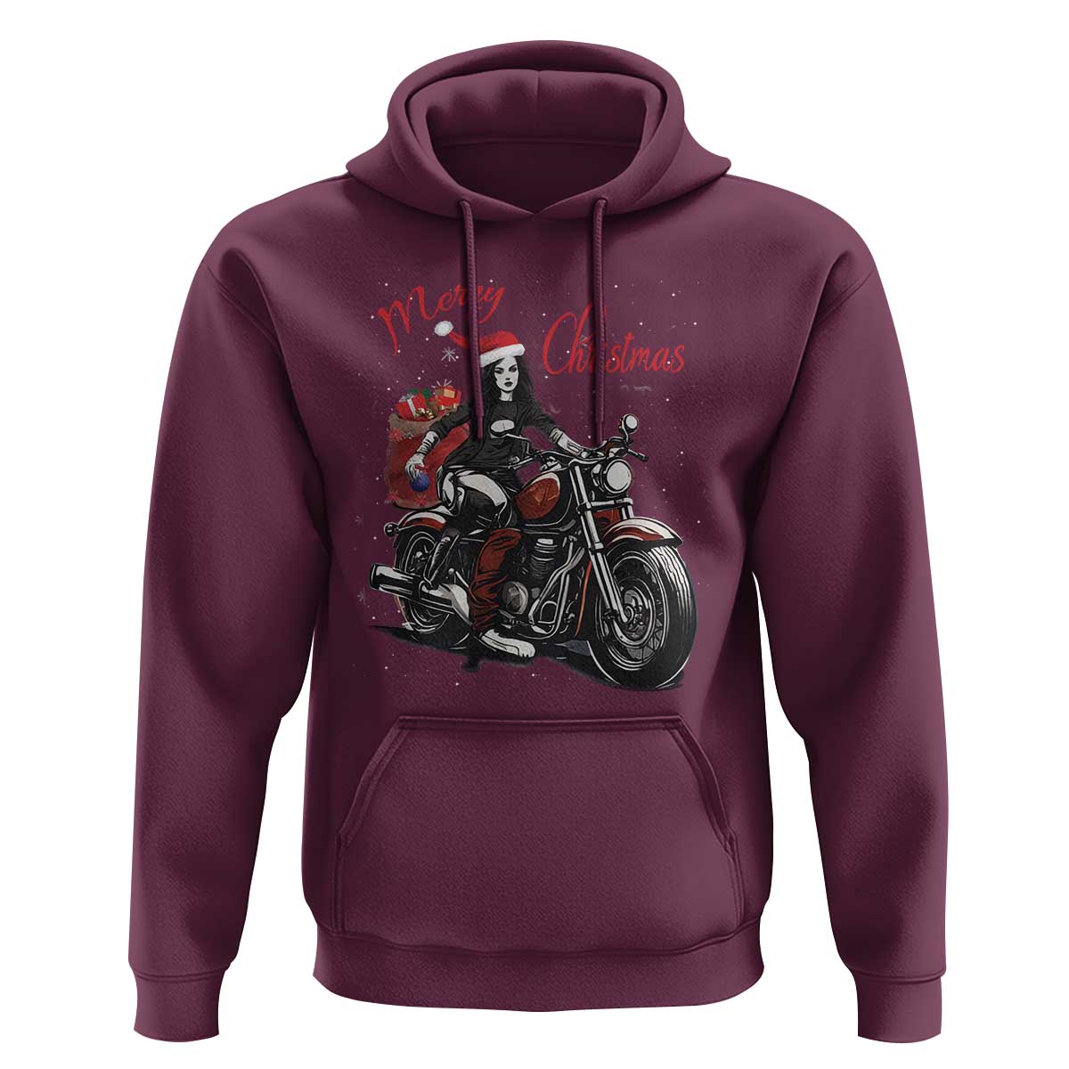 Girl Motorcycle Santa Hoodie Lady Biker Merry Christmas