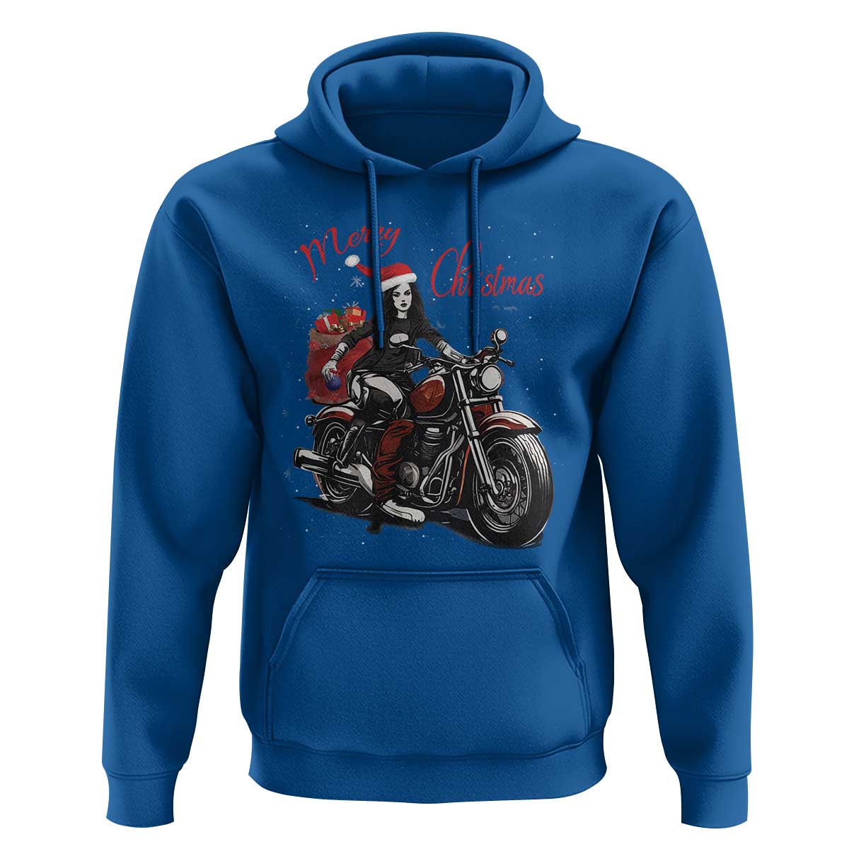 Girl Motorcycle Santa Hoodie Lady Biker Merry Christmas
