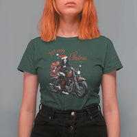 Girl Motorcycle Santa T Shirt For Women Lady Biker Merry Christmas - Wonder Print Shop