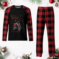 Funny Christmas Motorcycle Santa Plaid Pajama Set Xmas Motorbike Biker Gift - Wonder Print Shop