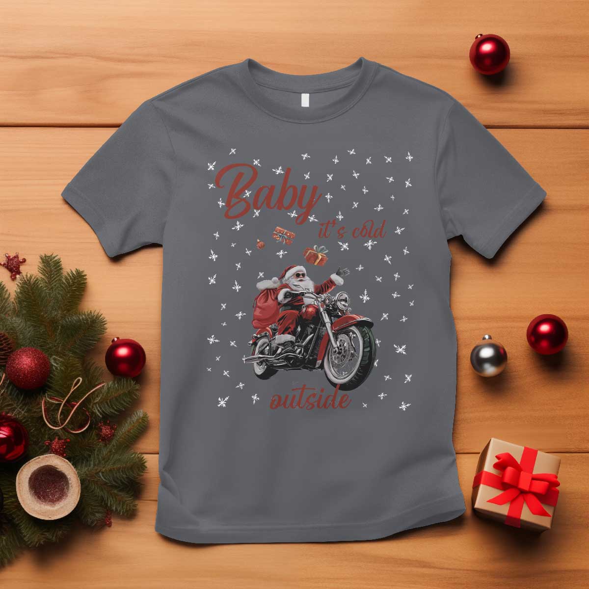 Funny Christmas Motorcycle Santa T Shirt Xmas Motorbike Biker Gift - Wonder Print Shop