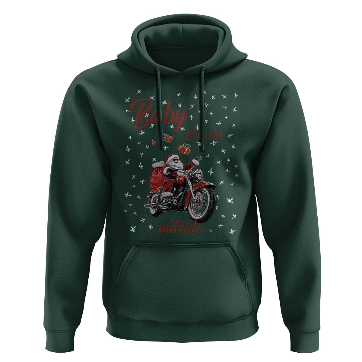 Funny Christmas Motorcycle Santa Hoodie Xmas Motorbike Biker Gift