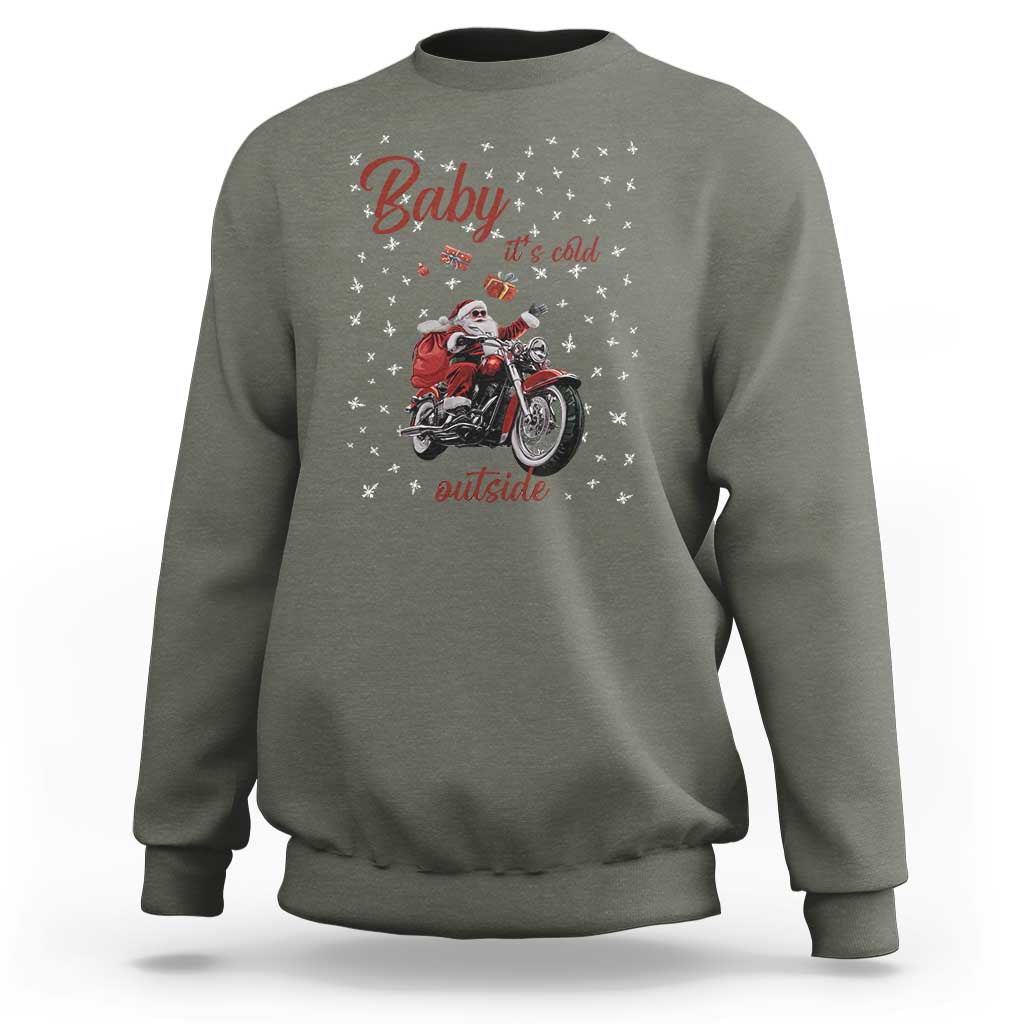 Funny Christmas Motorcycle Santa Sweatshirt Xmas Motorbike Biker Gift - Wonder Print Shop