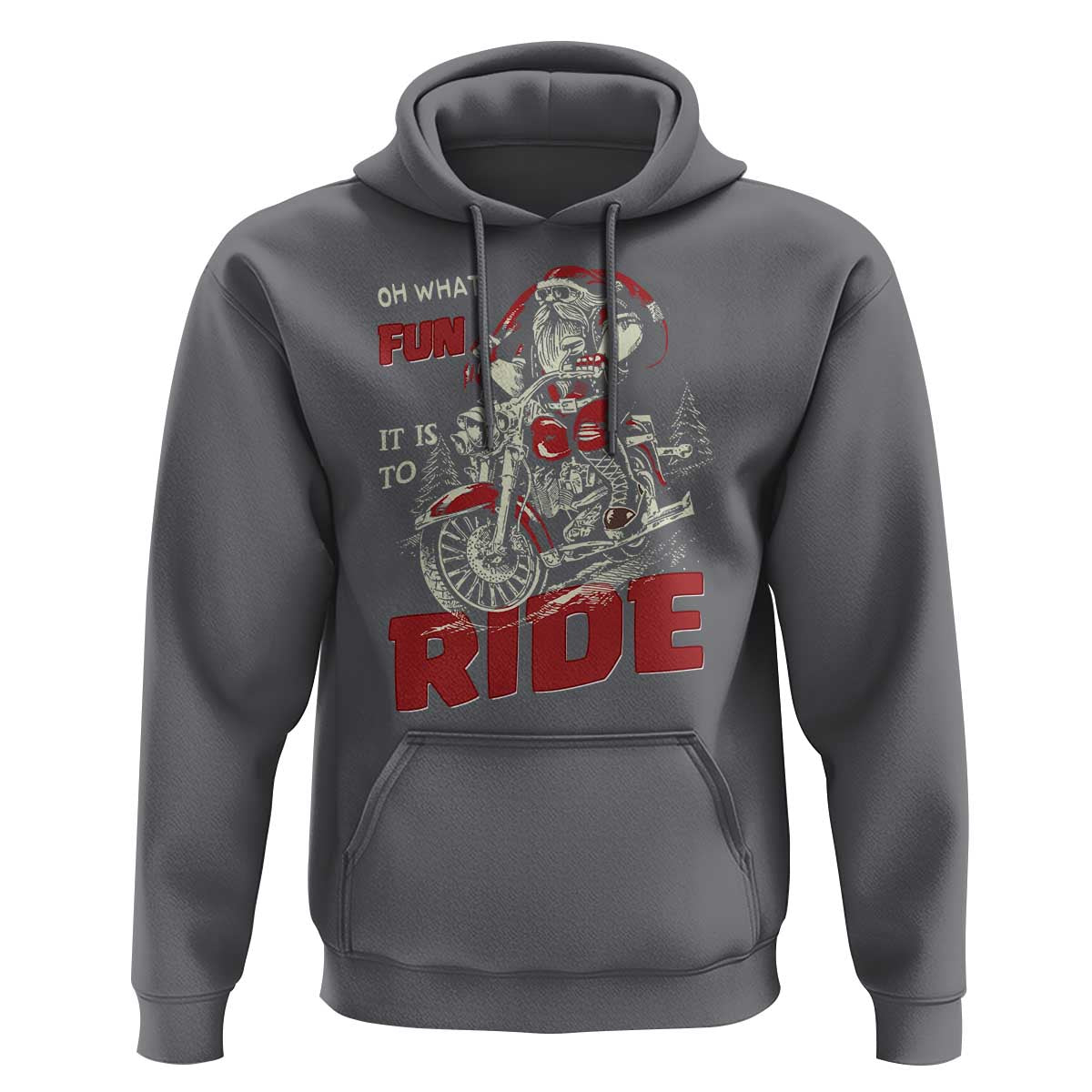 Funny Biker Christmas Hoodie Oh What Fun It Is To Ride Santa Riding On A Motorcycle