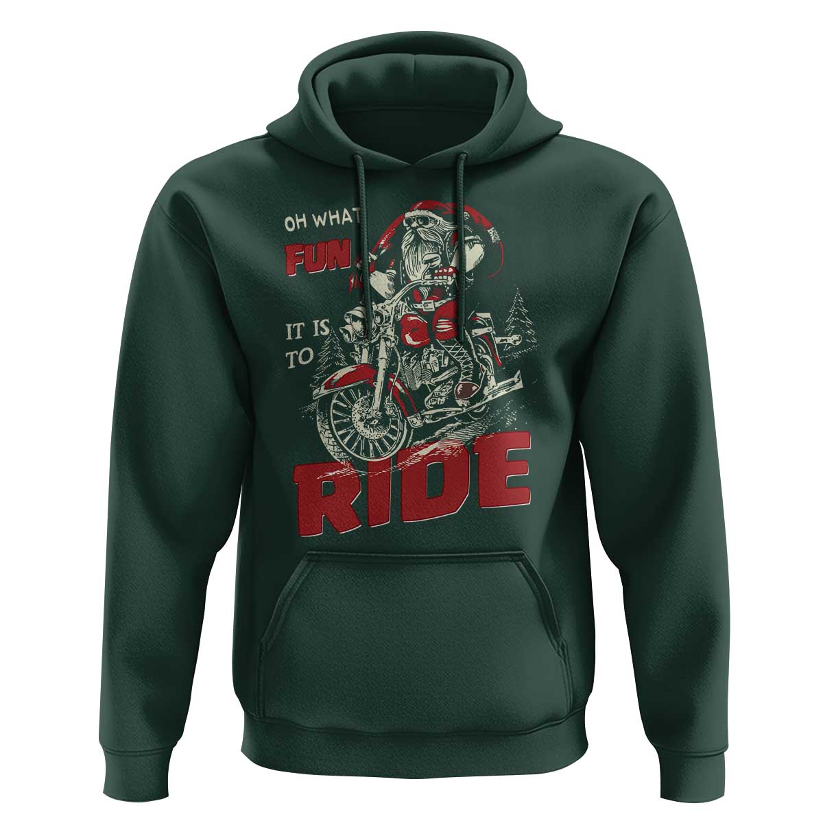 Funny Biker Christmas Hoodie Oh What Fun It Is To Ride Santa Riding On A Motorcycle