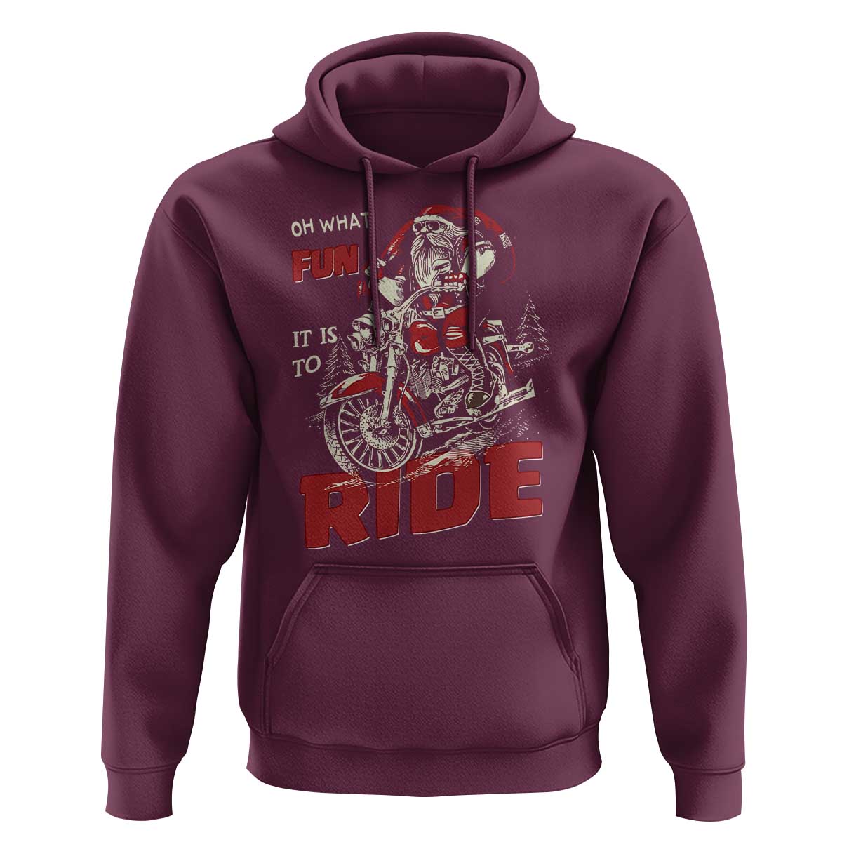 Funny Biker Christmas Hoodie Oh What Fun It Is To Ride Santa Riding On A Motorcycle