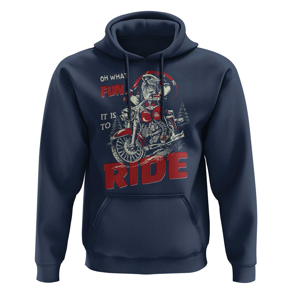 Funny Biker Christmas Hoodie Oh What Fun It Is To Ride Santa Riding On A Motorcycle