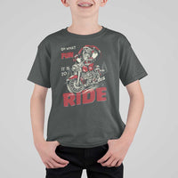 Funny Biker Christmas T Shirt For Kid Oh What Fun It Is To Ride Santa Riding On A Motorcycle - Wonder Print Shop