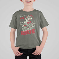 Funny Biker Christmas T Shirt For Kid Oh What Fun It Is To Ride Santa Riding On A Motorcycle - Wonder Print Shop