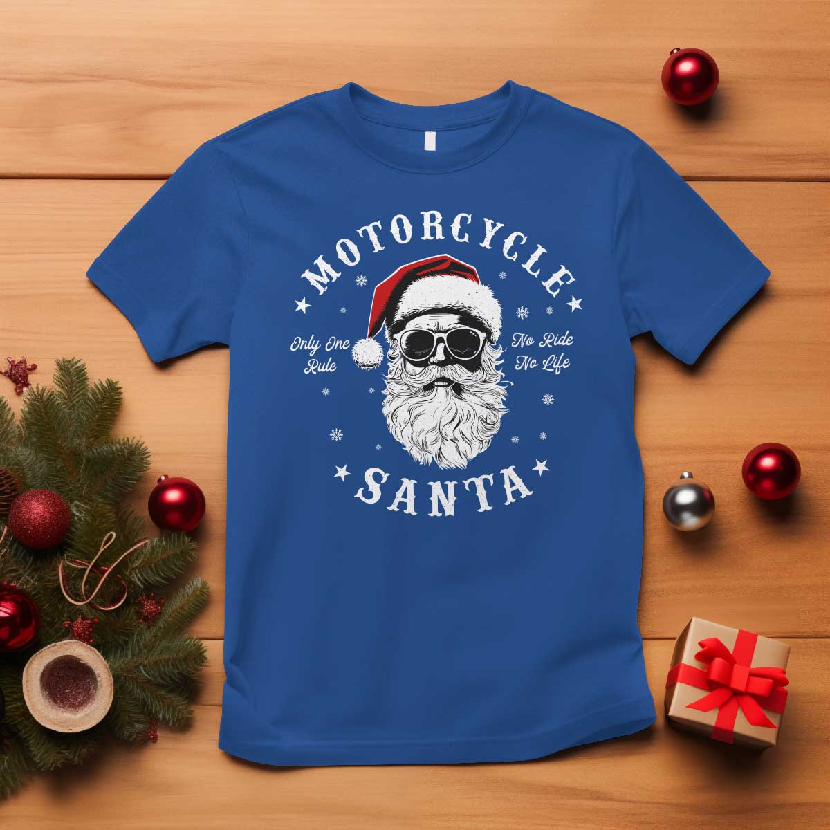 Funny Christmas Motorcycle Santa T Shirt No Ride No Life Motorbike Rider Grandpa - Wonder Print Shop