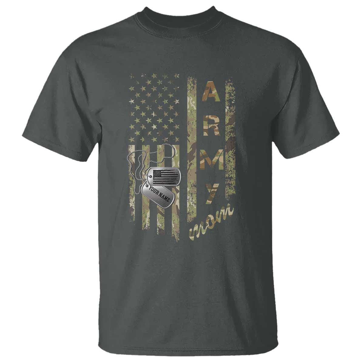 Personalized Vintage U.S. Army Mom T Shirt Custom Name Tag Proud Military Family Member Soldier Graduation - Wonder Print Shop