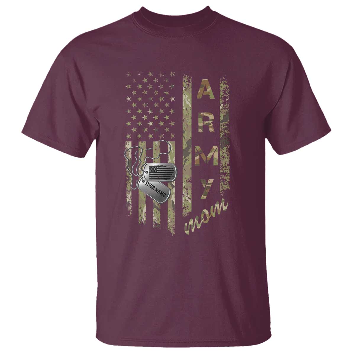 Personalized Vintage U.S. Army Mom T Shirt Custom Name Tag Proud Military Family Member Soldier Graduation - Wonder Print Shop