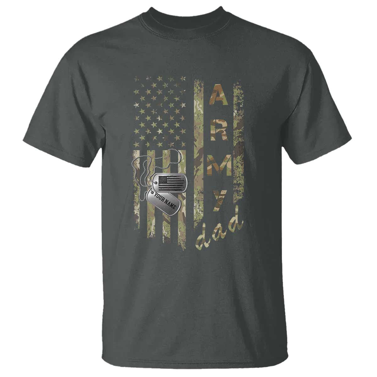 Personalized Vintage U.S. Army Dad T Shirt Custom Name Tag Proud Military Family Member Soldier Graduation - Wonder Print Shop