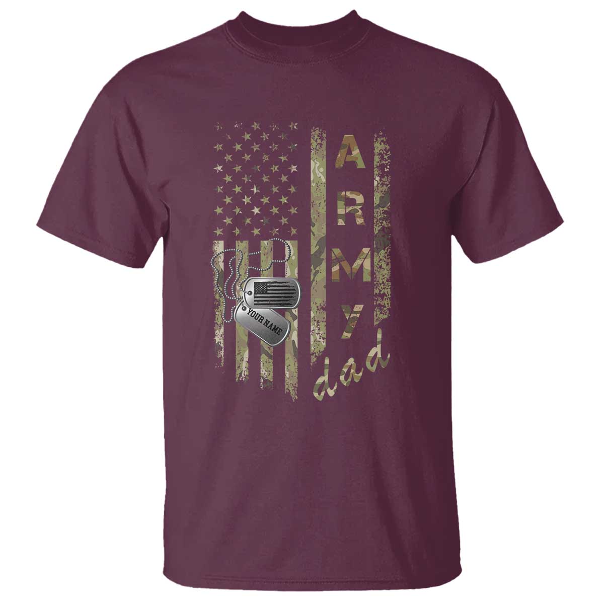 Personalized Vintage U.S. Army Dad T Shirt Custom Name Tag Proud Military Family Member Soldier Graduation - Wonder Print Shop