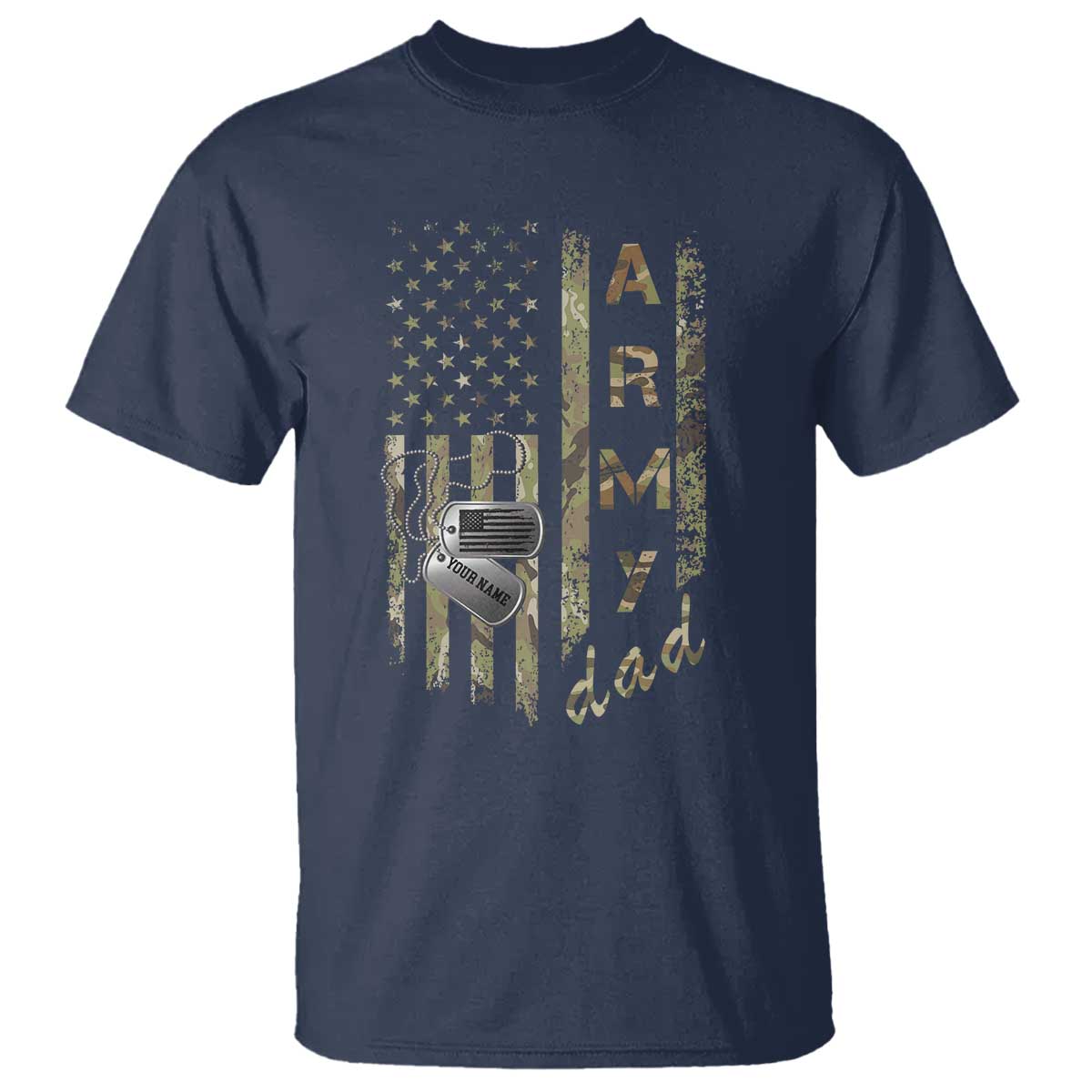 Personalized Vintage U.S. Army Dad T Shirt Custom Name Tag Proud Military Family Member Soldier Graduation - Wonder Print Shop