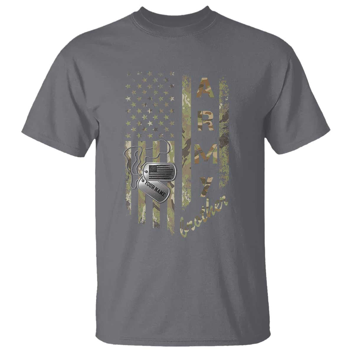 Personalized Vintage U.S. Army Brother T Shirt Custom Name Tag Proud Military Family Member Soldier Graduation - Wonder Print Shop