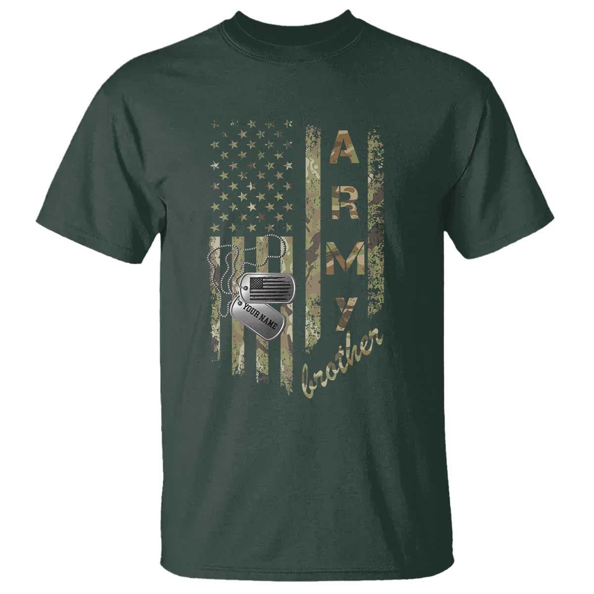 Personalized Vintage U.S. Army Brother T Shirt Custom Name Tag Proud Military Family Member Soldier Graduation - Wonder Print Shop