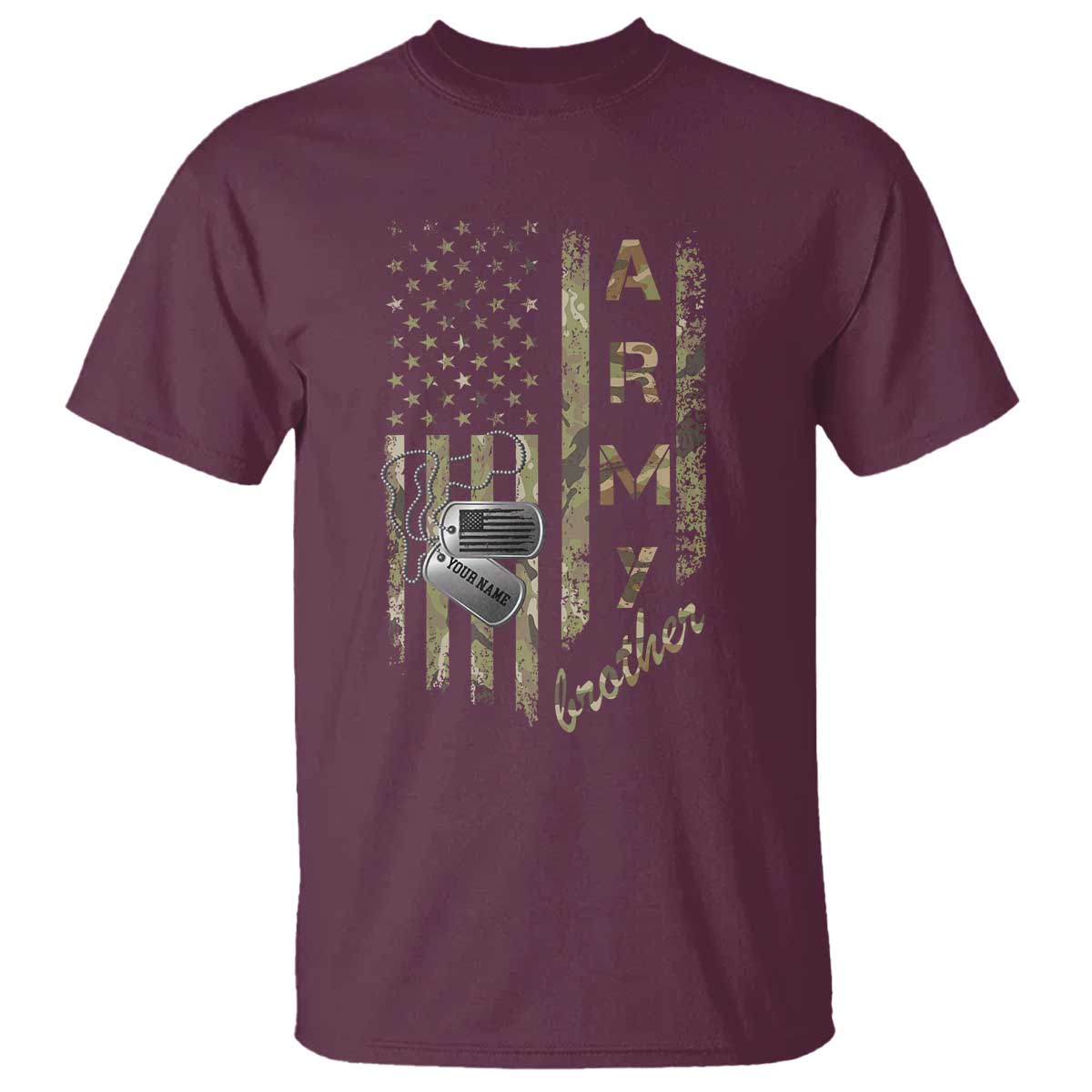 Personalized Vintage U.S. Army Brother T Shirt Custom Name Tag Proud Military Family Member Soldier Graduation - Wonder Print Shop
