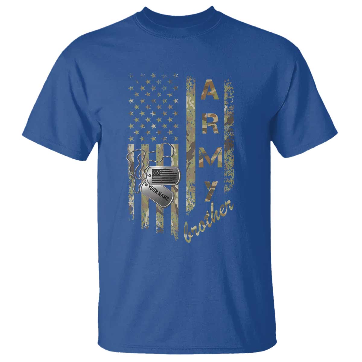 Personalized Vintage U.S. Army Brother T Shirt Custom Name Tag Proud Military Family Member Soldier Graduation - Wonder Print Shop