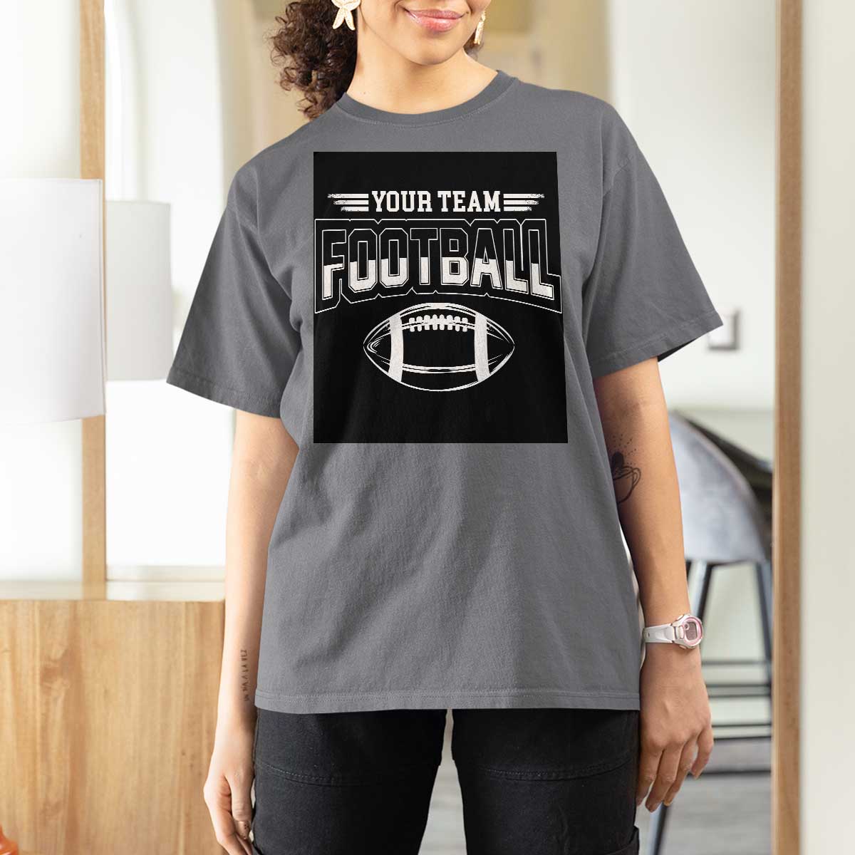 Custom Football Team Name T Shirt For Women Personalized Game Day Mom High School Cheer Mom - Wonder Print Shop