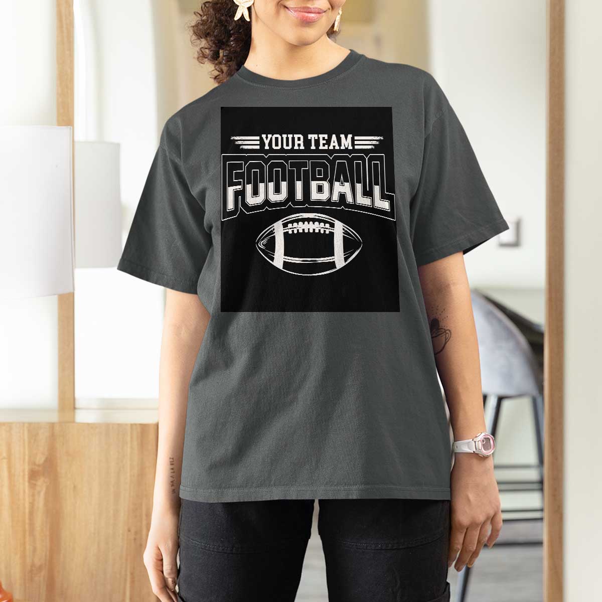 Custom Football Team Name T Shirt For Women Personalized Game Day Mom High School Cheer Mom - Wonder Print Shop