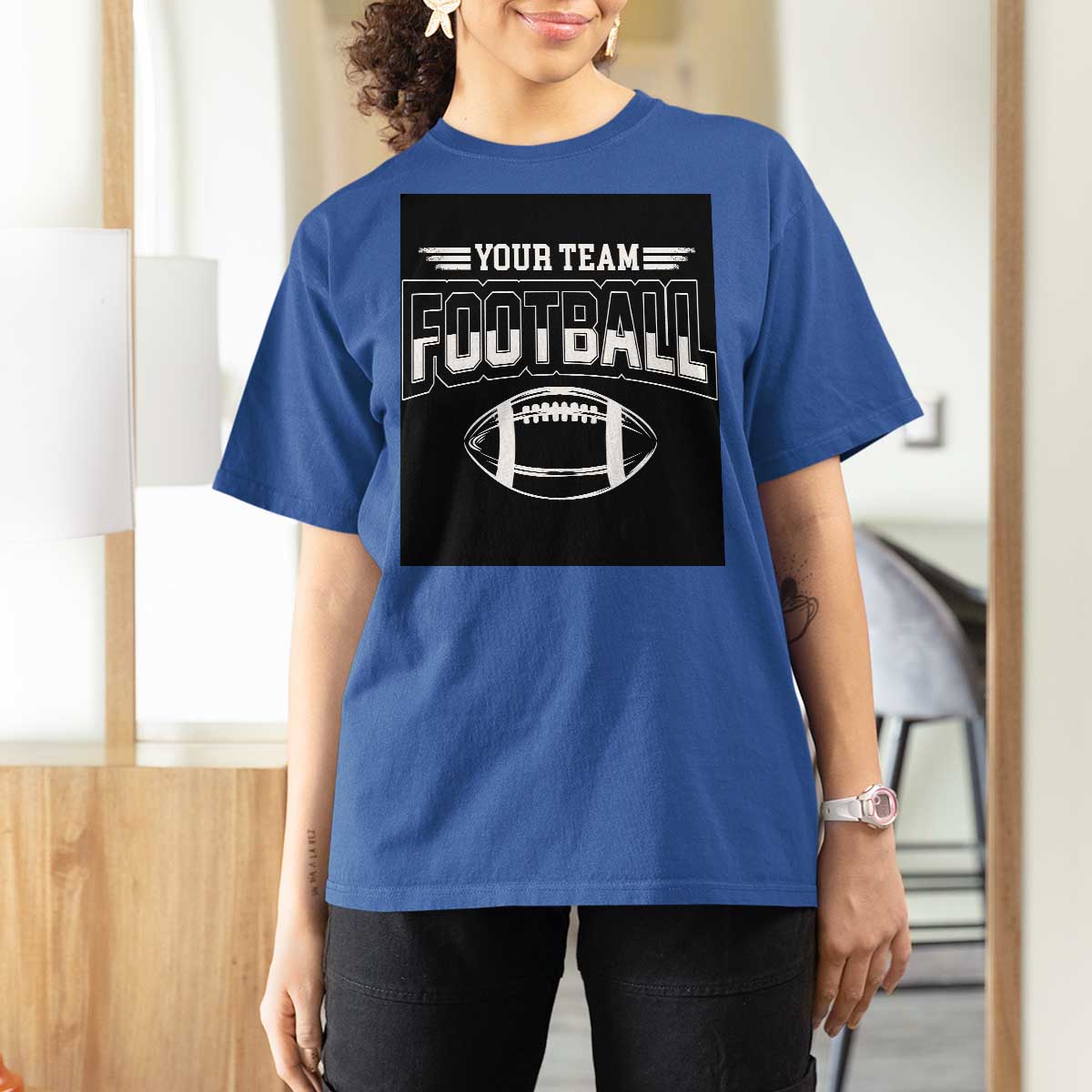 Custom Football Team Name T Shirt For Women Personalized Game Day Mom High School Cheer Mom - Wonder Print Shop