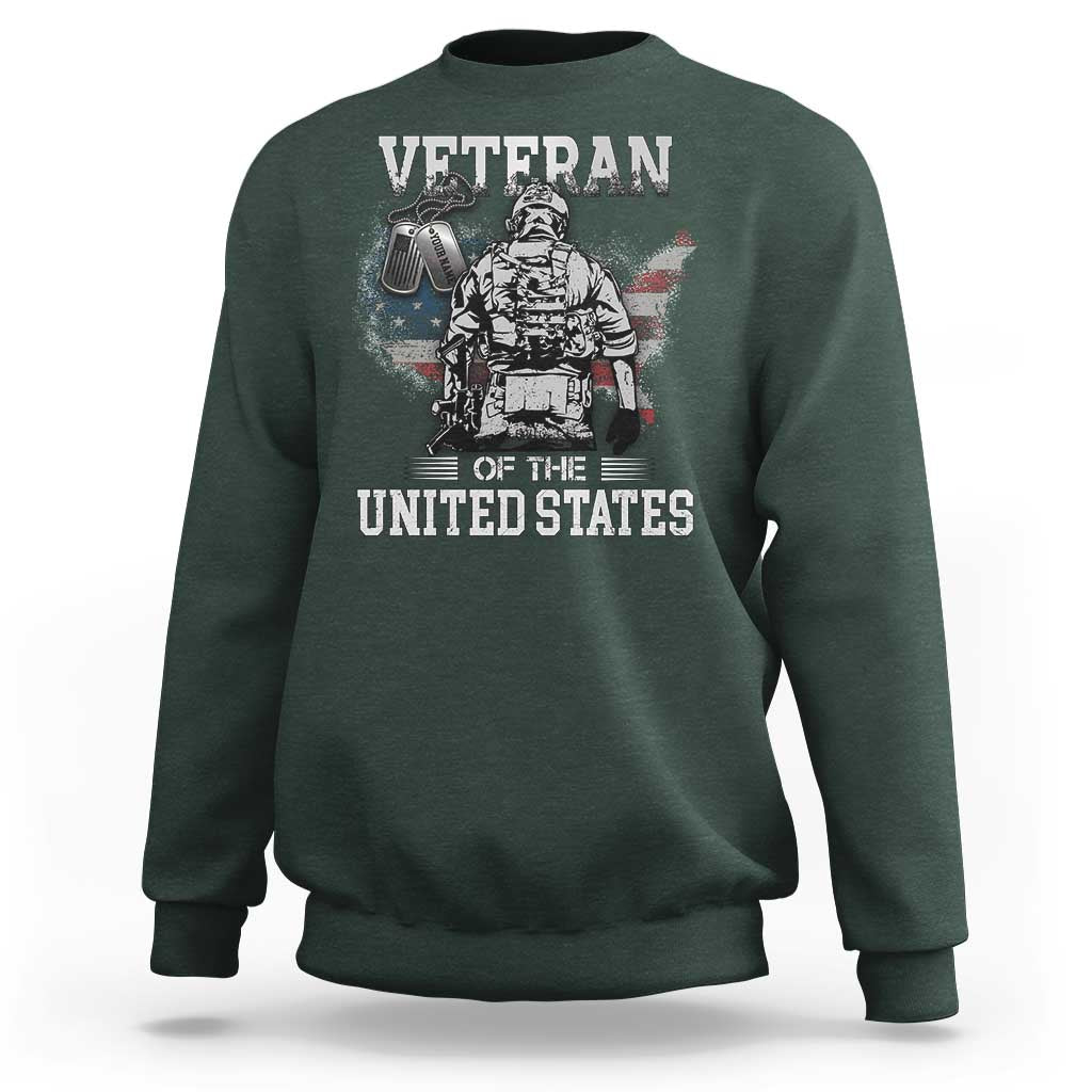 Personalized Veteran Of The United States Sweatshirt Custom Name Tag Memorial Independence Day Gift For Veterans American Flag - Wonder Print Shop