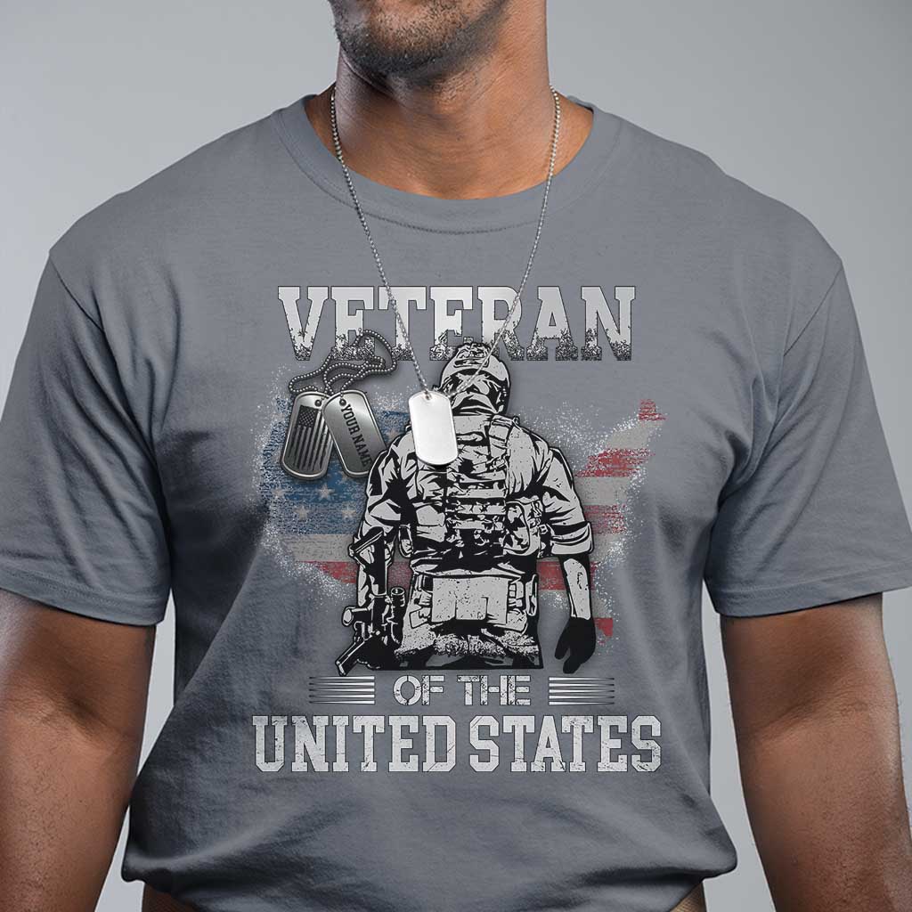 Personalized Veteran Flag T Shirt Custom Name Tag U.S. Army TS10